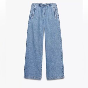 Zara Women's Blue Wide-Leg Jeans